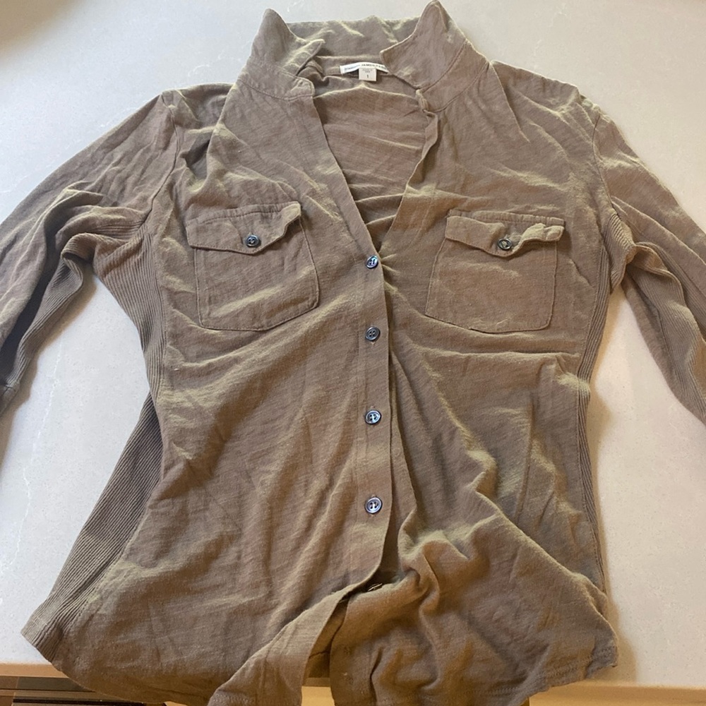 James Perse olive long sleeve shirt (size 1).